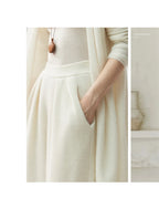 New Women's 100% Cashmere Knitted Thick Pants Autumn Winter Comfortable Skin Friendly Wide-leg Pants Solid Color Casual Clothing