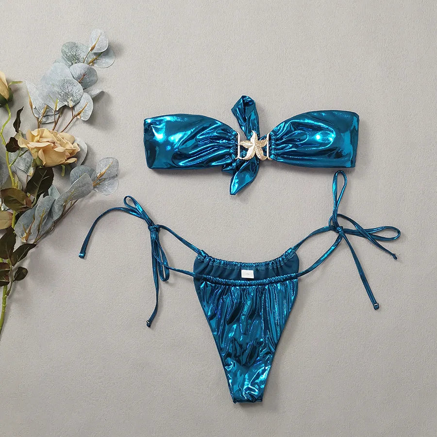 Blue Glossy MerBae two piece swimsuit