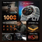 2026 Outdoor New 1000mAh Battery T-Rex 3 Military Grade Smart Watch Men IP69K Waterproof GPS HD Bluetooth Call 100+Sports Watch