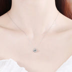S925 Sterling Silver 1CT Moissanite Square Pendant Necklace
