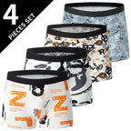 4/5Pcs European and American Size MEN'S Printed Fashion Boyshort Comfortable MEN'S Waist plus Size Underwear Sexy Swimming Trunk