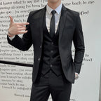 Suit Upgrade the new fabric Men's Business Gentleman Fashion Slim Work Solid Color Plus Size Fair Dress Wedding Best Man Suit