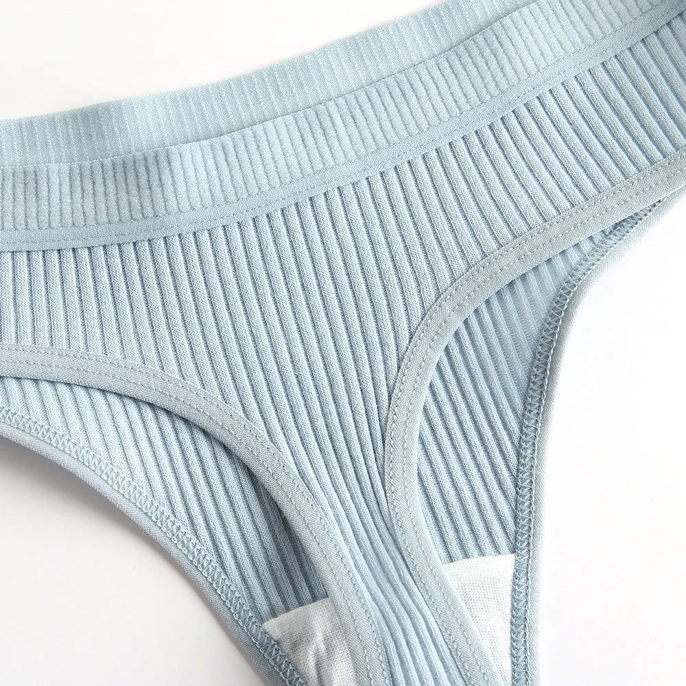 4Pcs Women's Panties G-Strings Set Fashion New Striped Soft Cotton Underwear Sexy Lingerie Sports Breathable Cozy