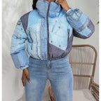 2025 Fashion Women's Jacket with Denim Print Cotton Coat