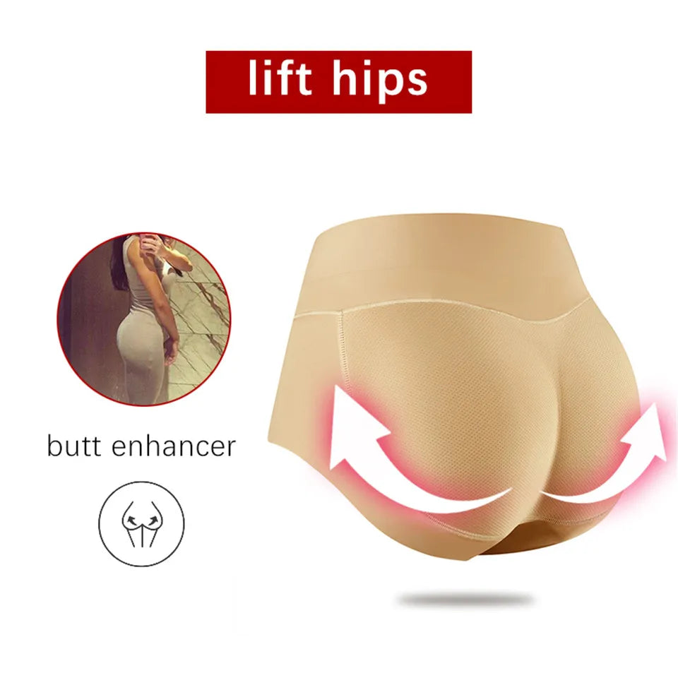 Women Body Shaper Buttocks Padded Panties Mid-Waist Hip Pad Fake Butt Lifter Underwear With Filling