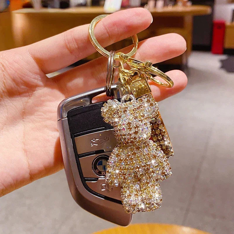 Rhinestones Bear Keychain