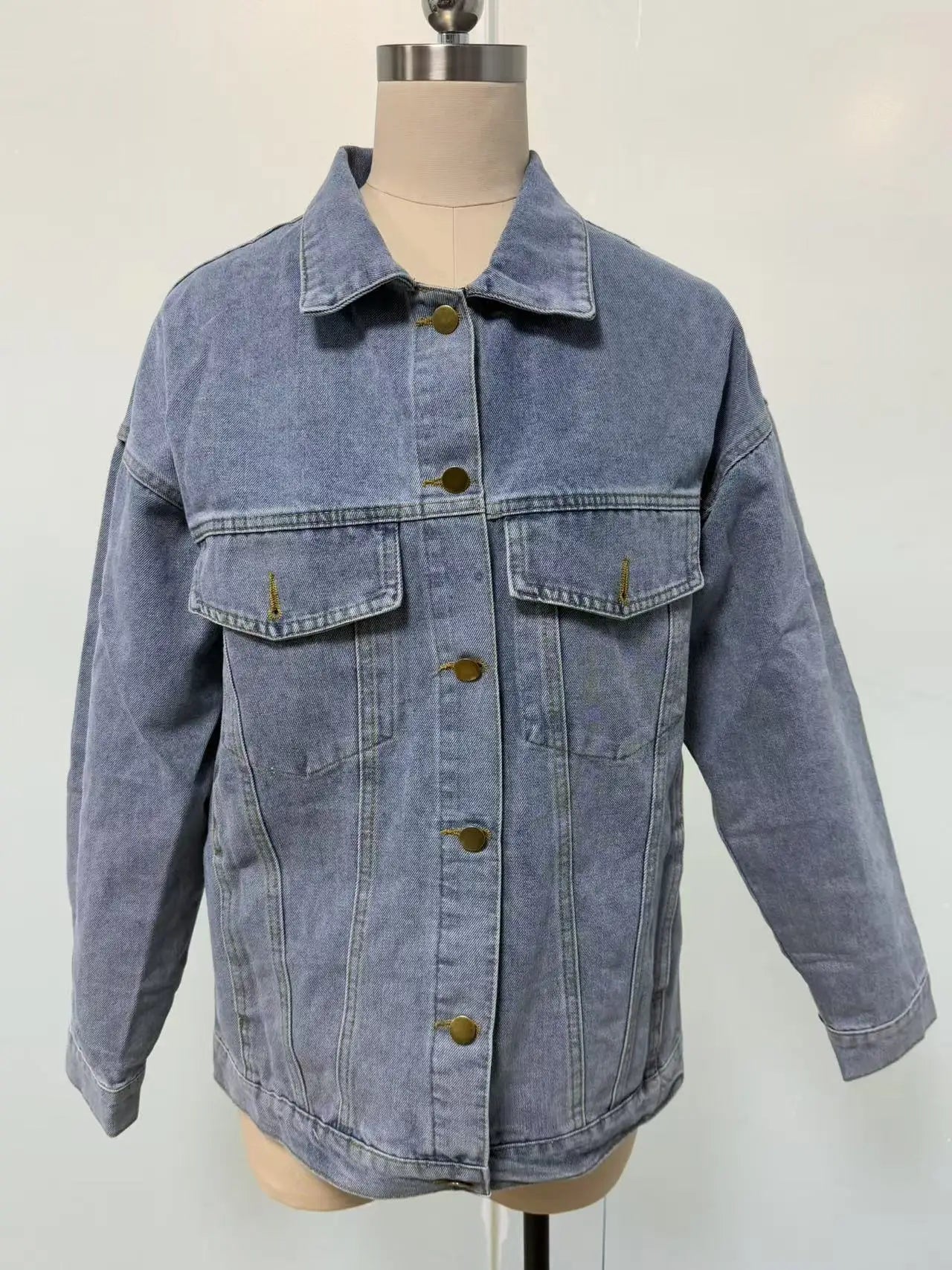 Women's Denim Jacket Denim Long Sleeve Oversized Button Jacket Fashion Jacket Autumn
