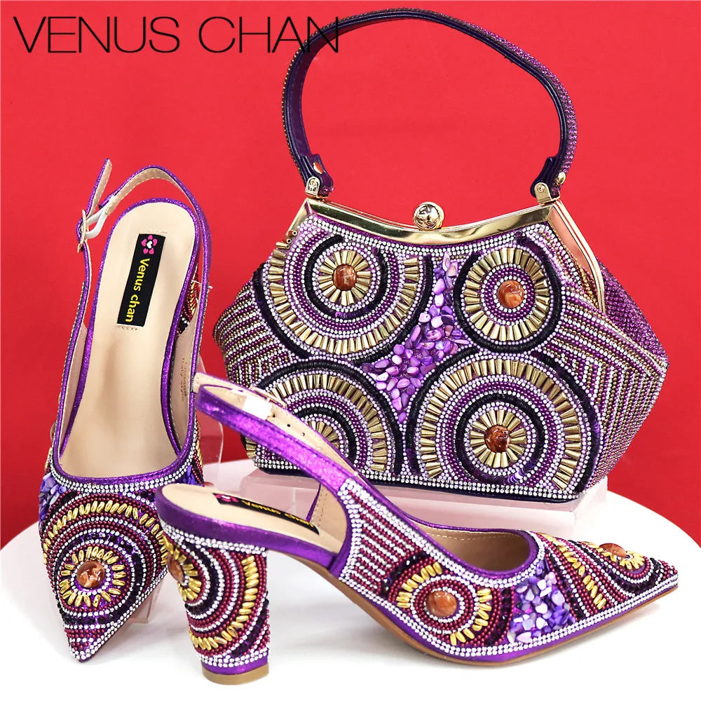 Popularity Italian Women's Pointed Shoes And Bag Set GFD453