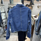 Denim Coat Women Jacket Streetwear Distressed Button Stand Collar Washed Patchwork Female Vintage Autumn Casual Outerwear