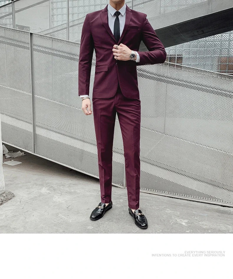 Suit Upgrade the new fabric Men's Business Gentleman Fashion Slim Work Solid Color Plus Size Fair Dress Wedding Best Man Suit