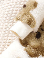Winter Baby Girl Plush Jumpsuit with Bear Print