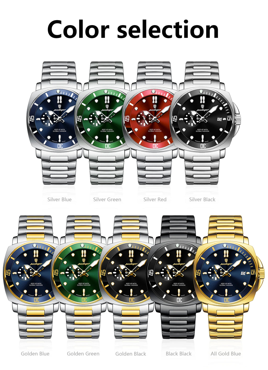 POEDAGAR Top Fashion Luxury Watch For Men Waterproof Luminous Date Men's Watches Stainless Steel Business Quartz Male Wristwatch