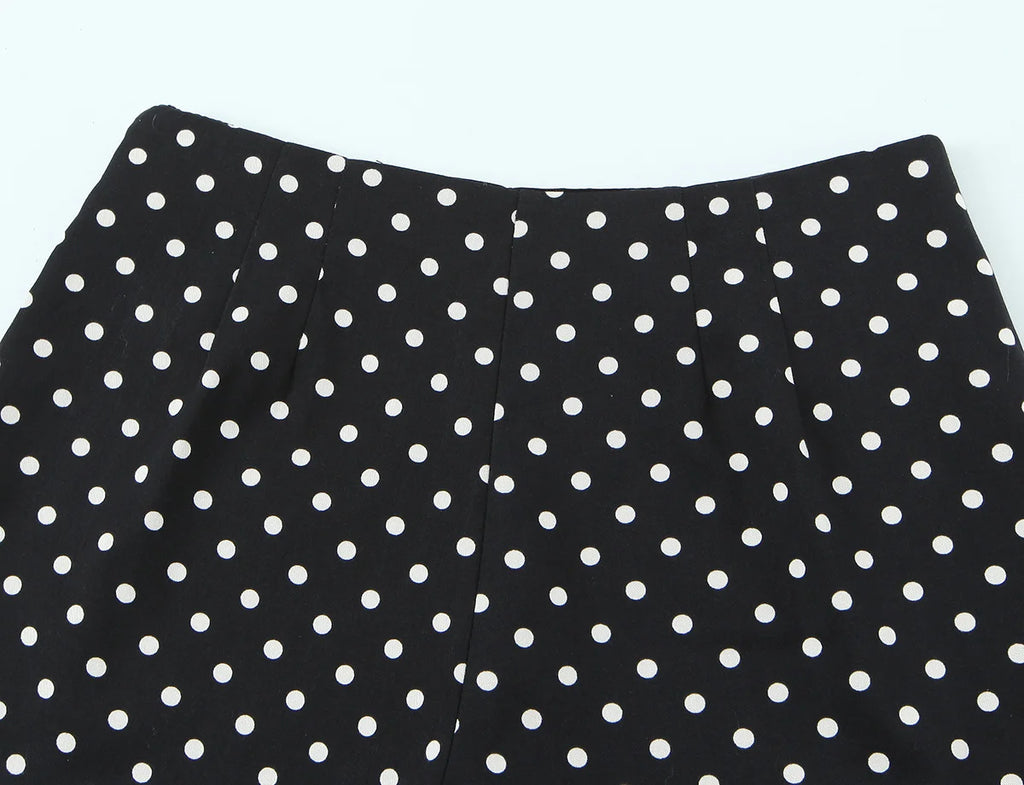 2026 Women New Fashion Suit Sexy Sleeveless Backless Polka Dot Halter Slim Short Top+Side Zipper Casual Short Skirts