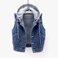 New Denim Vest Women's Spring Autumn Clothes Sleeveless Wild Tops Short Hooded Jacket Women Denim Jeans Vest Jacket Female