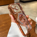 Phone Case Luxury Plating for Magsafe Case for iPhone 17 Air 16 15 14 Plus 13 12 Pro Max Magnetic Wireless Charging Transparent Soft Cover