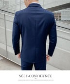 Suit Upgrade the new fabric Men's Business Gentleman Fashion Slim Work Solid Color Plus Size Fair Dress Wedding Best Man Suit