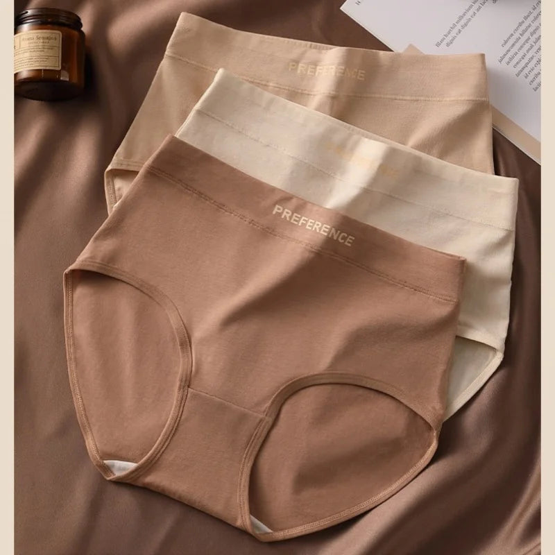 4Pcs/Set Women's High-Waist Cotton Briefs Tummy Control Panties Soft & Breathable Underwear Plus Size Comfort Lingerie M-XXL