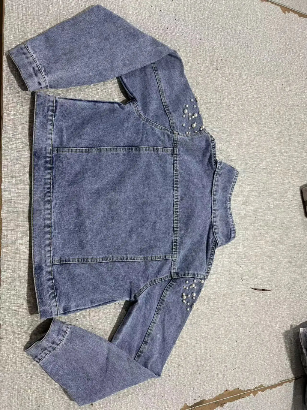 Women's Trendy Beaded Denim Jacket for Spring And Autumn New Fashion Casual Outerwear