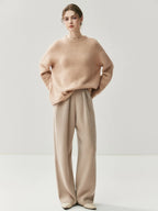 New Women's 100% Cashmere Knitted Thick Pants Autumn Winter Comfortable Skin Friendly Wide-leg Pants Solid Color Casual Clothing