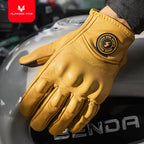 Vintage Real Leather Breathable Touch Screen Gloves
