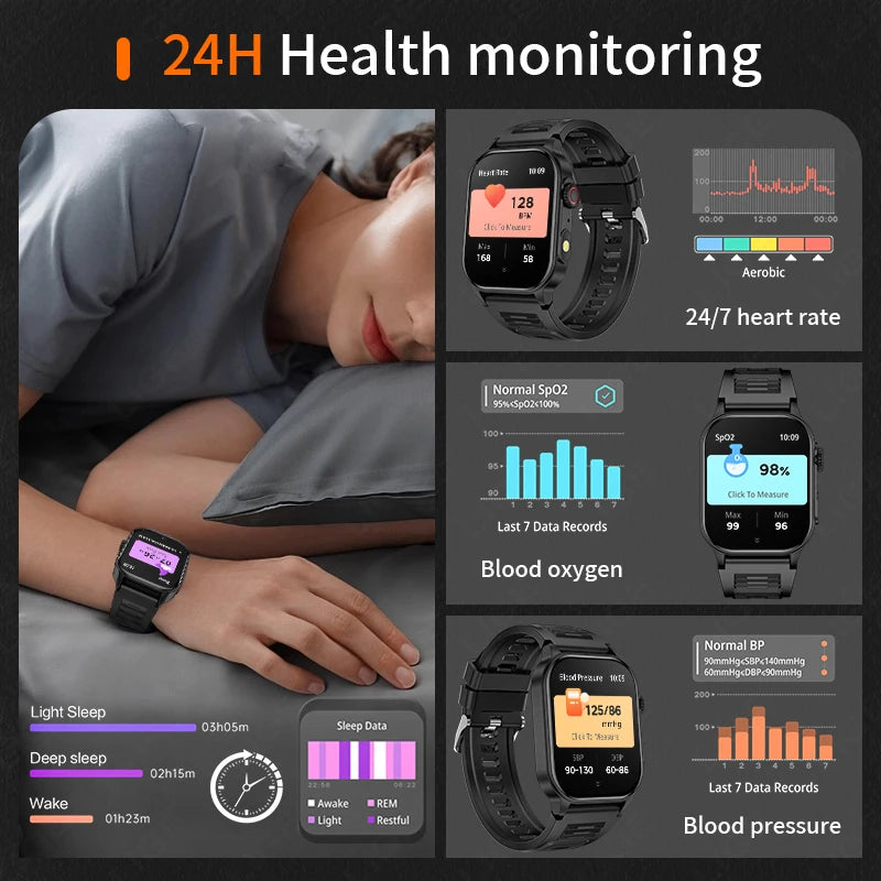 LIGE New Men Smart Watch Flashlight 2.01" HD Large Screen AI Voice Bluetooth Call Sport Watches Health Monitor Smartwatch Women
