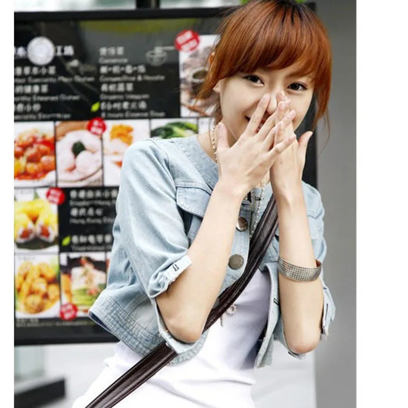 Denim Jacket Women 2023 Half sleeve Jean Jacket Woman Elastic Comfortable Denim Coat Short Denim Jacket Female