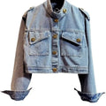 Blouse Jacket Women's Autumn Retro Cropped Denim Distinctive Gold Buckle New Comfortable Minimalist Fashionable Niche Versatile