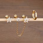 3PCS Zircon Flower Ear Stud Earrings