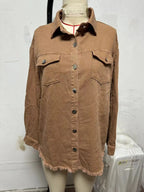 New Washed Denim Shirt Jacket for Women Fall/Winter Street Style with Distressed Hem Women's Outerwear