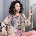 New Womens Cotton and Linen Clothing Sets Female Floral Long Sleeve Tops and Loose Pants Female 2PCS Outfits Plus Size