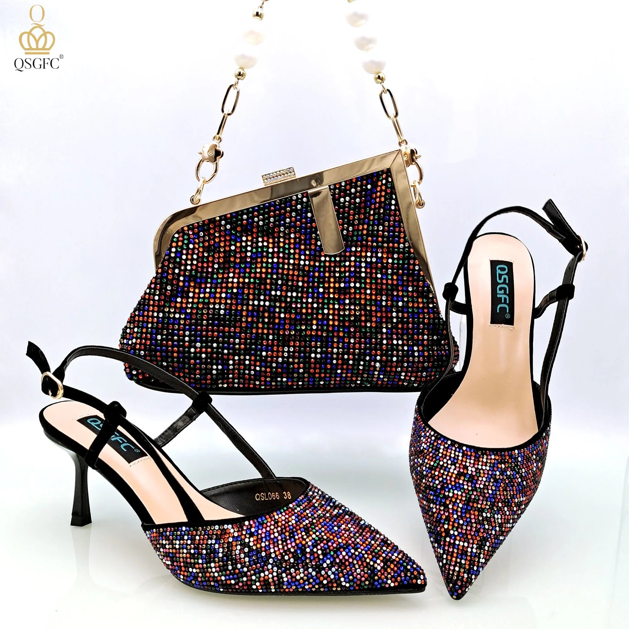 Fashion Shoulder Bag and Strap High Heels Set