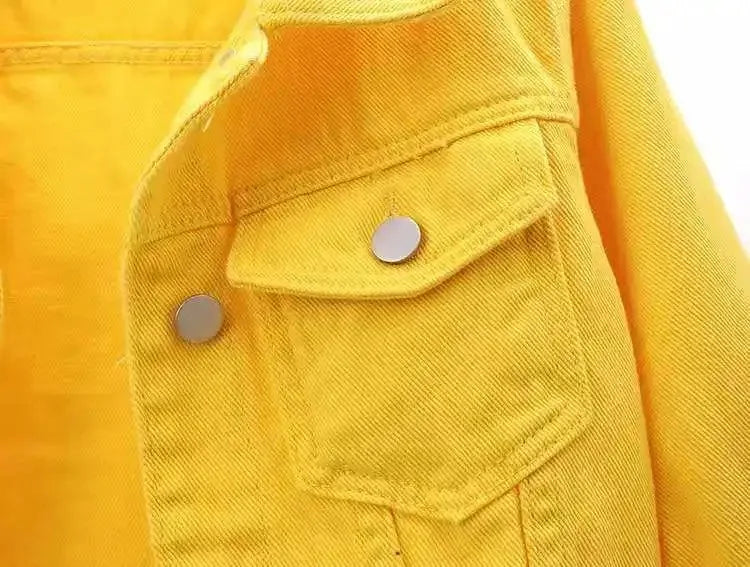 Womens Jean Jacket Cropped Denim Jackets Purple Yellow White Blue Stretchy 3/4 Puff Sleeve Distressed Shacket With Pockets