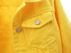 Womens Jean Jacket Cropped Denim Jackets Purple Yellow White Blue Stretchy 3/4 Puff Sleeve Distressed Shacket With Pockets