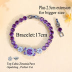 Pink Round Cubic Zircon Tennis Bracelet