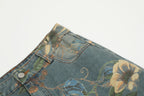 2026 New Vintage Floral Print Wide Leg Denim Pants Y2K High Waisted Distressed Washed Jeans Streetwear Loose Casual Trousers