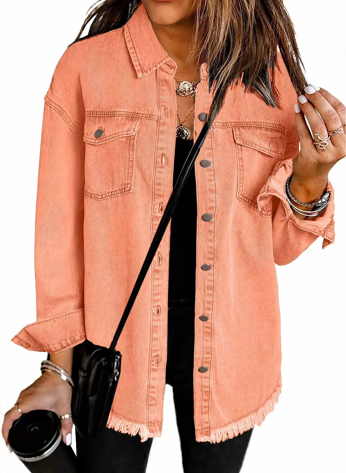 Women Denim Coat Shirt Coats Turn Down Collar Y2k Streetwear Open Stitch Jacket Single Breasted Casual Loose Jackets 2025
