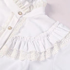 Women's Vintage Ruffle Collar Shirt 2026 Spring New Arrival High Neck Lace Trim Button Down Shirt Elegant Gothic Blouse Tops