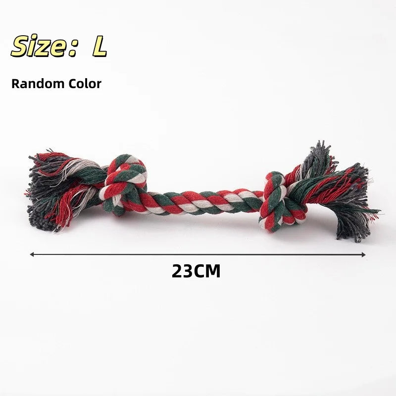 Pet Dog Toy Bite Rope Double Knot Cotton Rope Funny Cat Toy Bite Resistant and Sharp Teeth Pet Supplies Puppy Toys