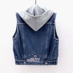 New Denim Vest Women's Spring Autumn Clothes Sleeveless Wild Tops Short Hooded Jacket Women Denim Jeans Vest Jacket Female