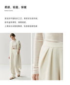 New Women's 100% Cashmere Knitted Thick Pants Autumn Winter Comfortable Skin Friendly Wide-leg Pants Solid Color Casual Clothing