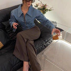 Women Denim Lapel Short Coat Casual Fashion Long Sleeve Vintage High Waist Cardigan Winter Street Lapel Office Commuting Jackets