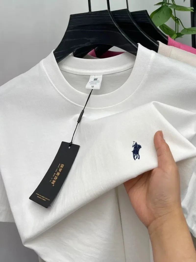 2026 Summer Men's Knitted Cotton Short Sleeved T-shirt Fashionable and Comfortable Printed Breathable Top