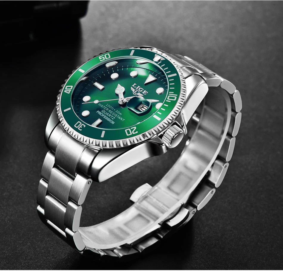 LIGE Top Brand Luxury Fashion Diver Watch Men 30ATM Waterproof Date Clock Sport Watches Mens Quartz Wristwatch Relogio Masculino