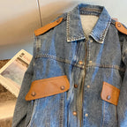 CJFHJE Blue Vintage Patchwork Denim Jacket Women Chicly Fashion Korean Loose Female Jackets Harajuku Zipper Casual Denim Coats