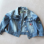 Girls' Denim Jacket with Embroidered,Flowers Fashion Kids Denim Jacket,Toddlers Transition Coat,Casual Children's Cowboy Outwear