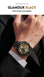 LIGE Men Watch Sports Quartz Watches Men Waterproof Chronograph Wristwatch Mens Military Hollow Clock Man Relogio Masculino