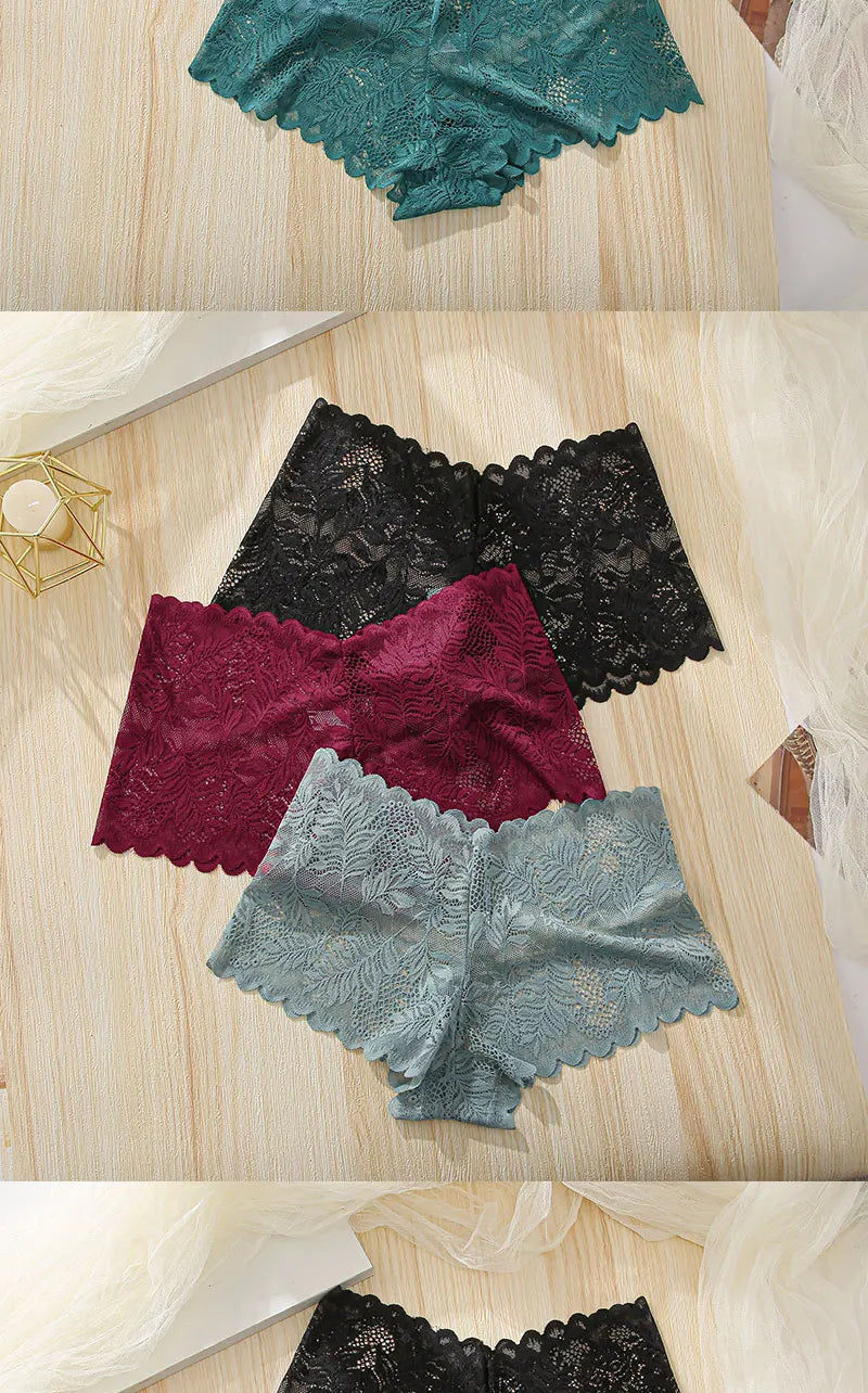 3Pcs Women Panties Lace Female Underpants Plus Size Underwear Large Size Lightweight Seamless Low Waist Briefs Breathable