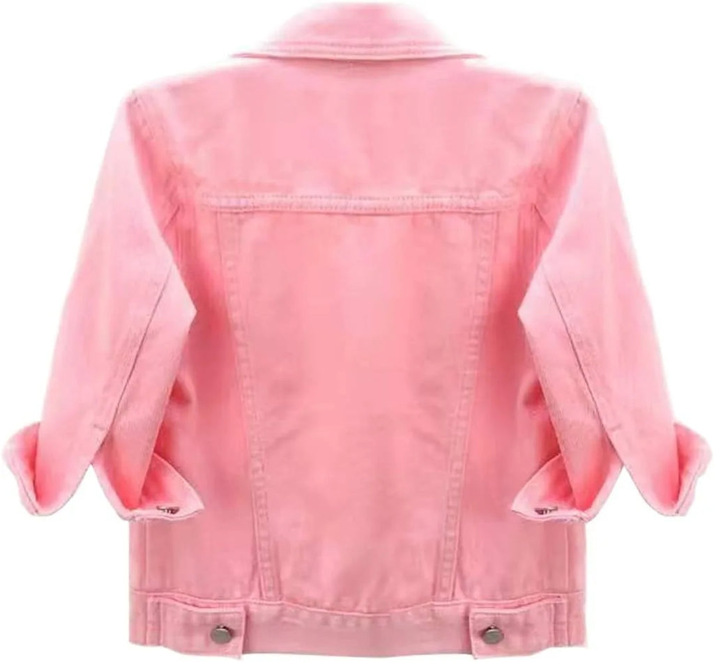 Womens Jean Jacket Cropped Denim Jackets Purple Yellow White Blue Stretchy 3/4 Puff Sleeve Distressed Shacket With Pockets