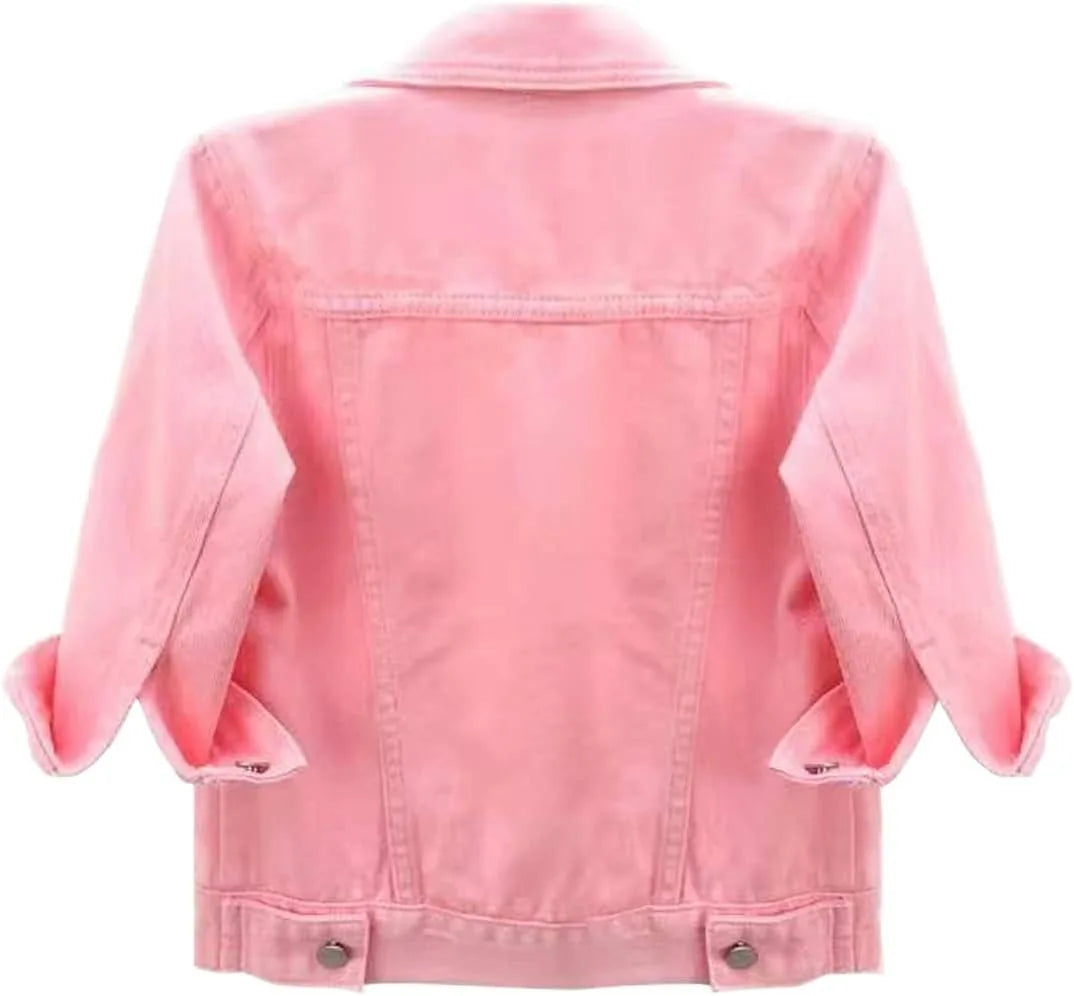 Womens Jean Jacket Cropped Denim Jackets Purple Yellow White Blue Stretchy 3/4 Puff Sleeve Distressed Shacket With Pockets