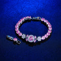 Pink Round Cubic Zircon Tennis Bracelet